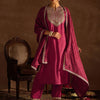 Dhiyona IE Red Floral Embroidered Regular Kurta with Trousers & Dupatta