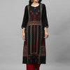 Indyancart IE Women Black & Maroon Floral Print A-Line Kurta