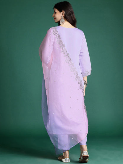 Indyancart IE Floral Embroidered Kurta with Trousers & With Dupatta