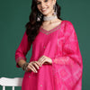 Dhiyona IE Embroidered Liva Kurta with Trousers & With Bandhani Print Dupatta