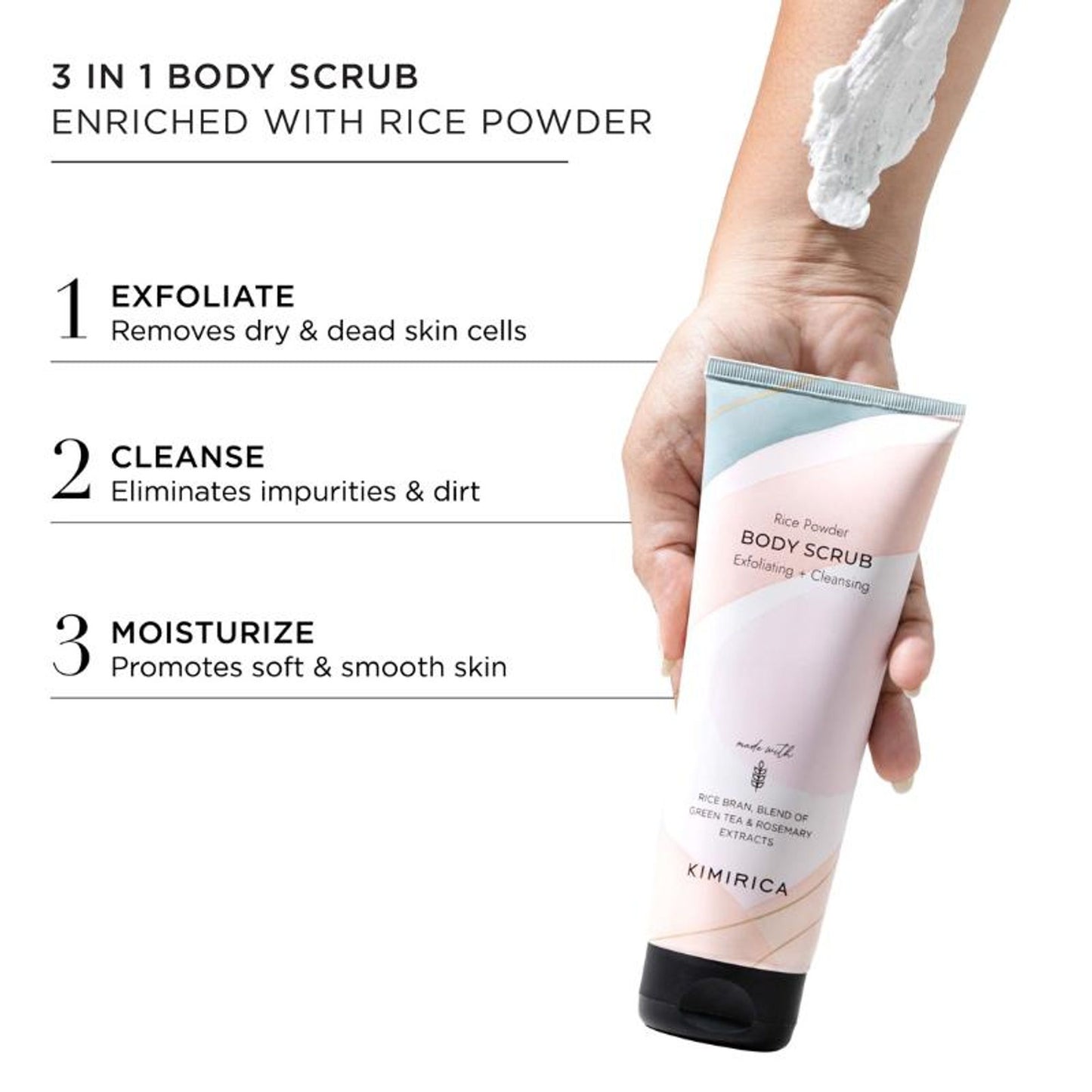 Kimirica Exfoliating, Cleansing & Moisturising Rice Powder Body Scrub for Soft & Smooth Skin
