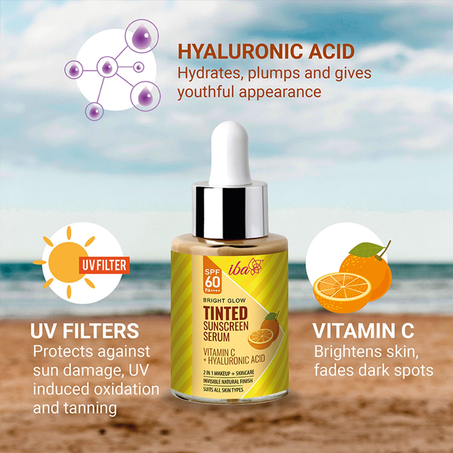 IBA Bright Glow Tinted Sunscreen Serum SPF 60 PA++++