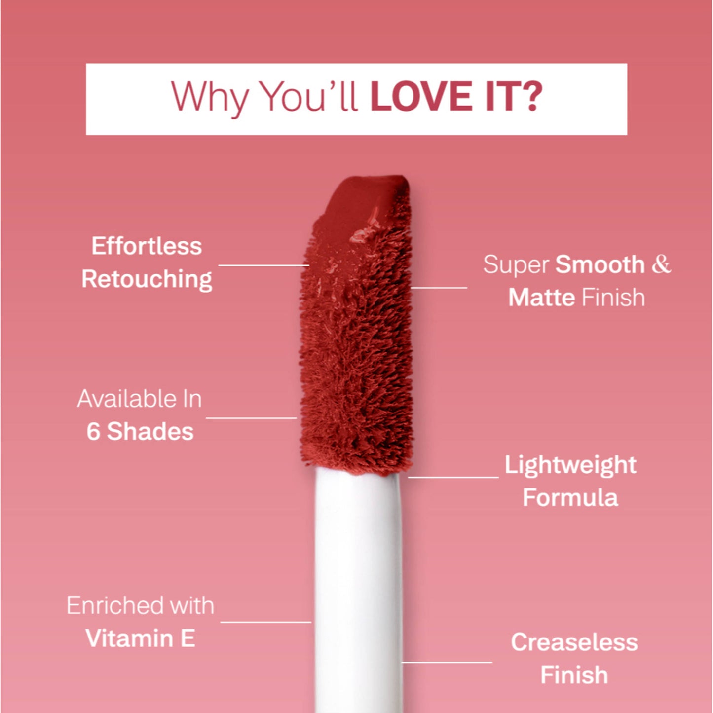 Flicka Ru Ready Liquid Matte Lipstick Lightweight Easy Apply Super Smooth Finish - 01 Red Hot