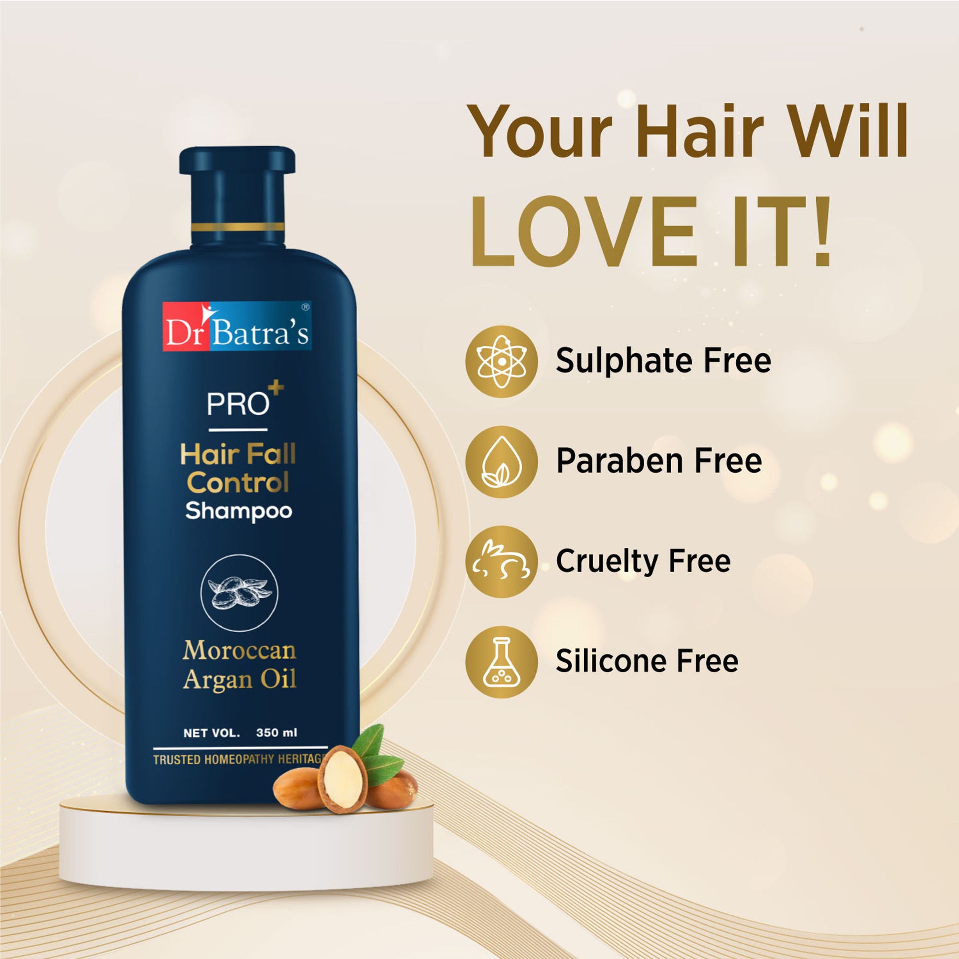 Dr Batras PRO+ Hair Fall Protect Shampoo- Anti Dandruff Sulphate Free Shampoo for Men & Women
