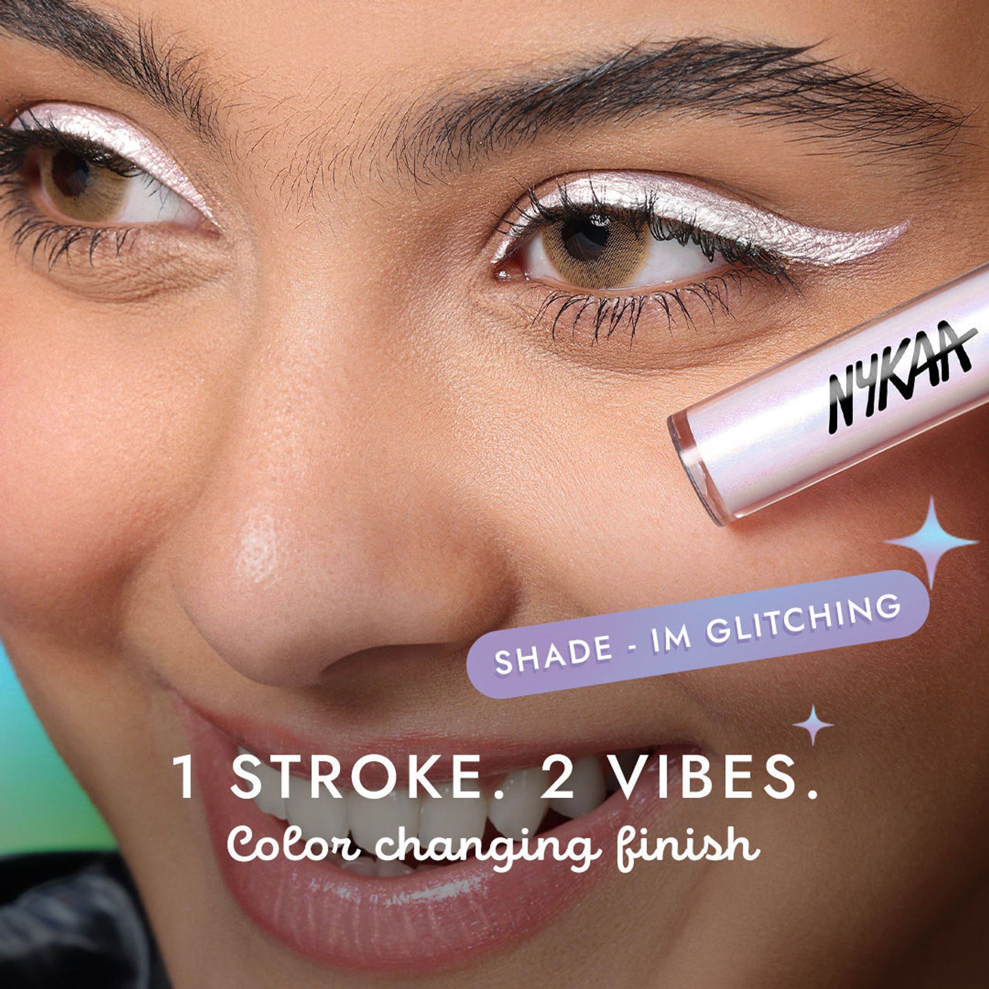 Nykaa Cosmetics Stardust Dual Chrome Eyeliner with Holographic Finish - Im Glitching
