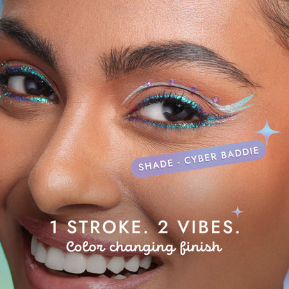 Nykaa Cosmetics Stardust Dual Chrome Eyeliner with Holographic Finish - Cyber Baddie