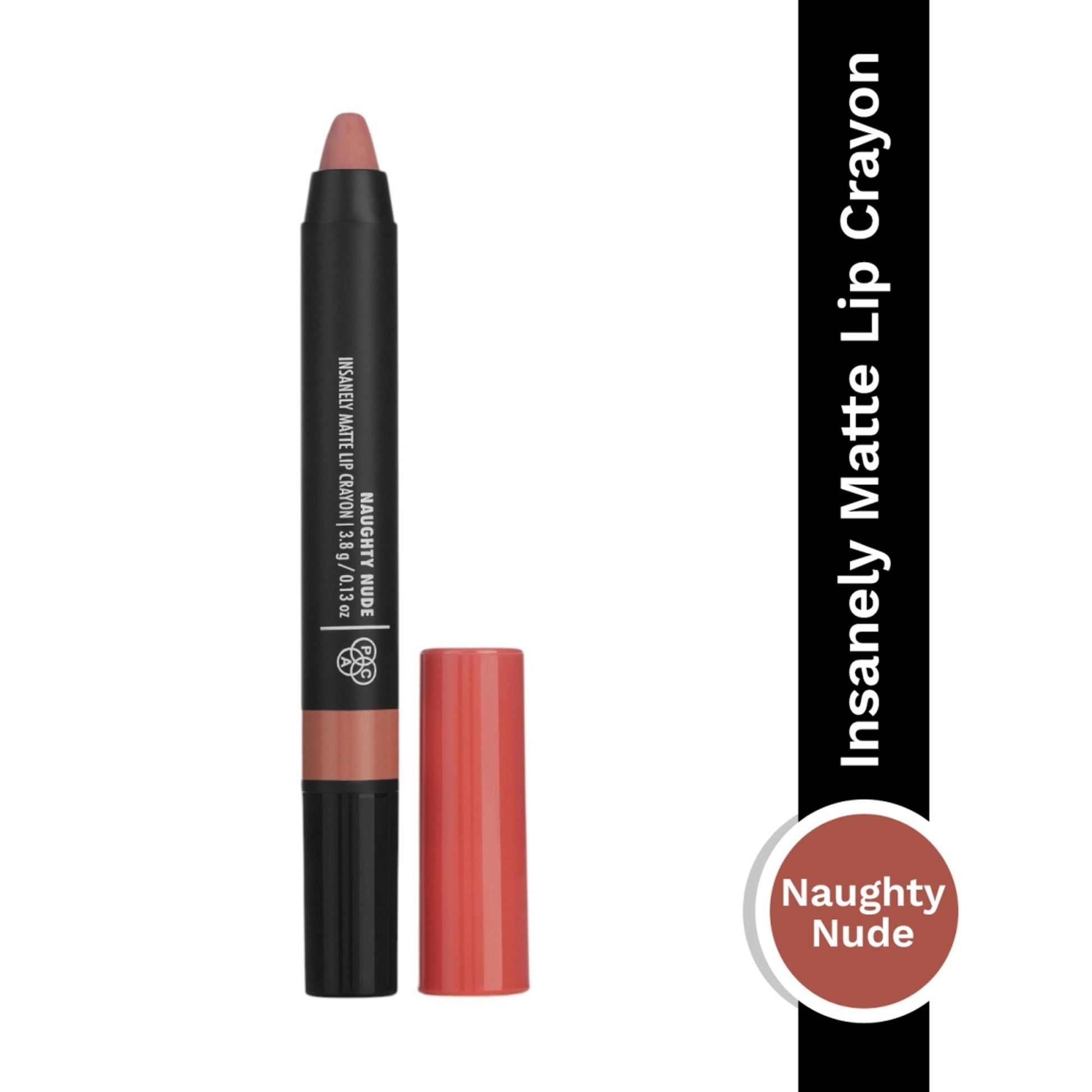 PAC Insanely Matte Lip Crayon - 12H Longlasting, Non Drying, Smudgeproof, Matte Finish - Naughty Nude