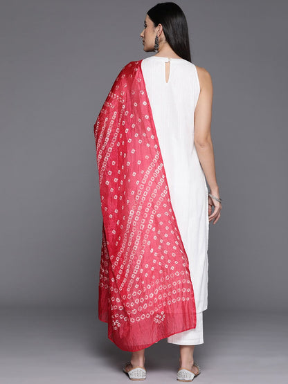 Indyancart VA Women'sBoat Neck Sleeveless Straight Pure Cotton Kurta Set With Dupatta