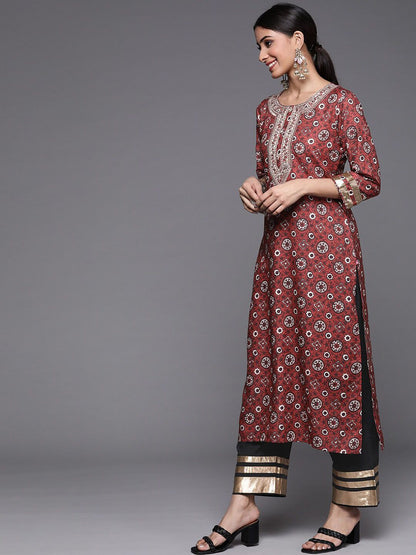 Indyancart VA Women'sEthnic Motifs Printed Kurta with Palazzos