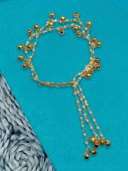 Anouk Set Of 2 Pearls Gold Toned Bhaiya Bhabhi Rakhi With Roli Chawal Chandan Mishri