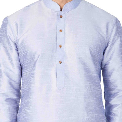 Men's Light Blue Silk Blend Straight Kurta Pyjama Set