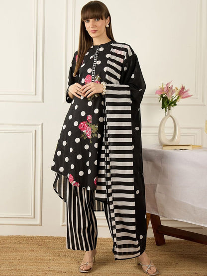 Women Floral Printed Regular Pure Cotton Kurta with Palazzos & With Dupatta