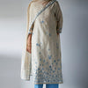Women's Beige Woven Kurta Suit Set With Delicate Hand Work Detailing