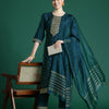 Indyancart IE Women Embroidered Regular Sequinned Chanderi Silk Kurta with Trousers & With Dupatta
