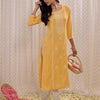 Indyancart IE Floral Embroidered Round Neck Three-Quarter Sleeves Straight Kurta
