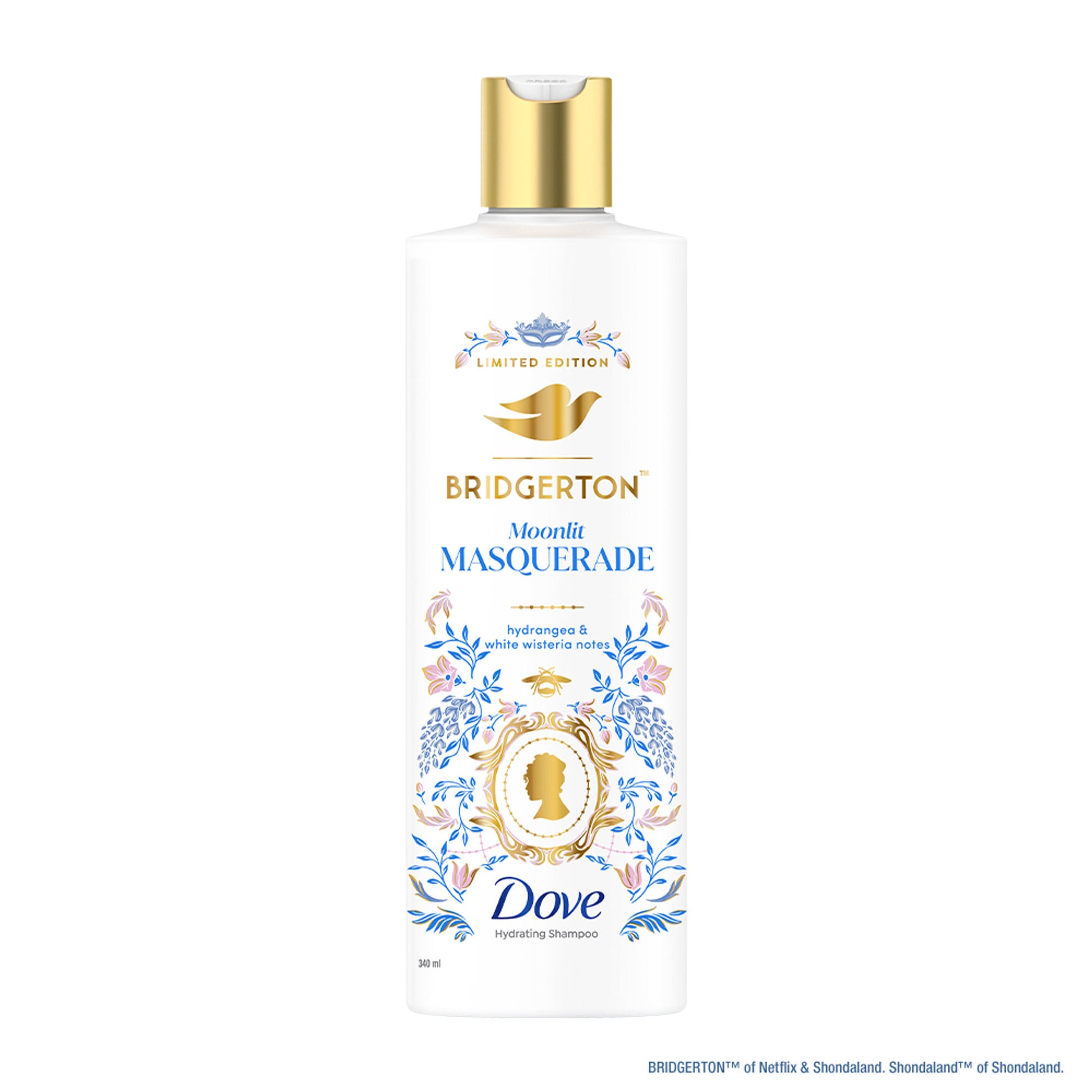 Limited Edition Dove Bridgerton Moonlit Masquerade Hydrating Shampoo for upto 100 hrs for dry hair