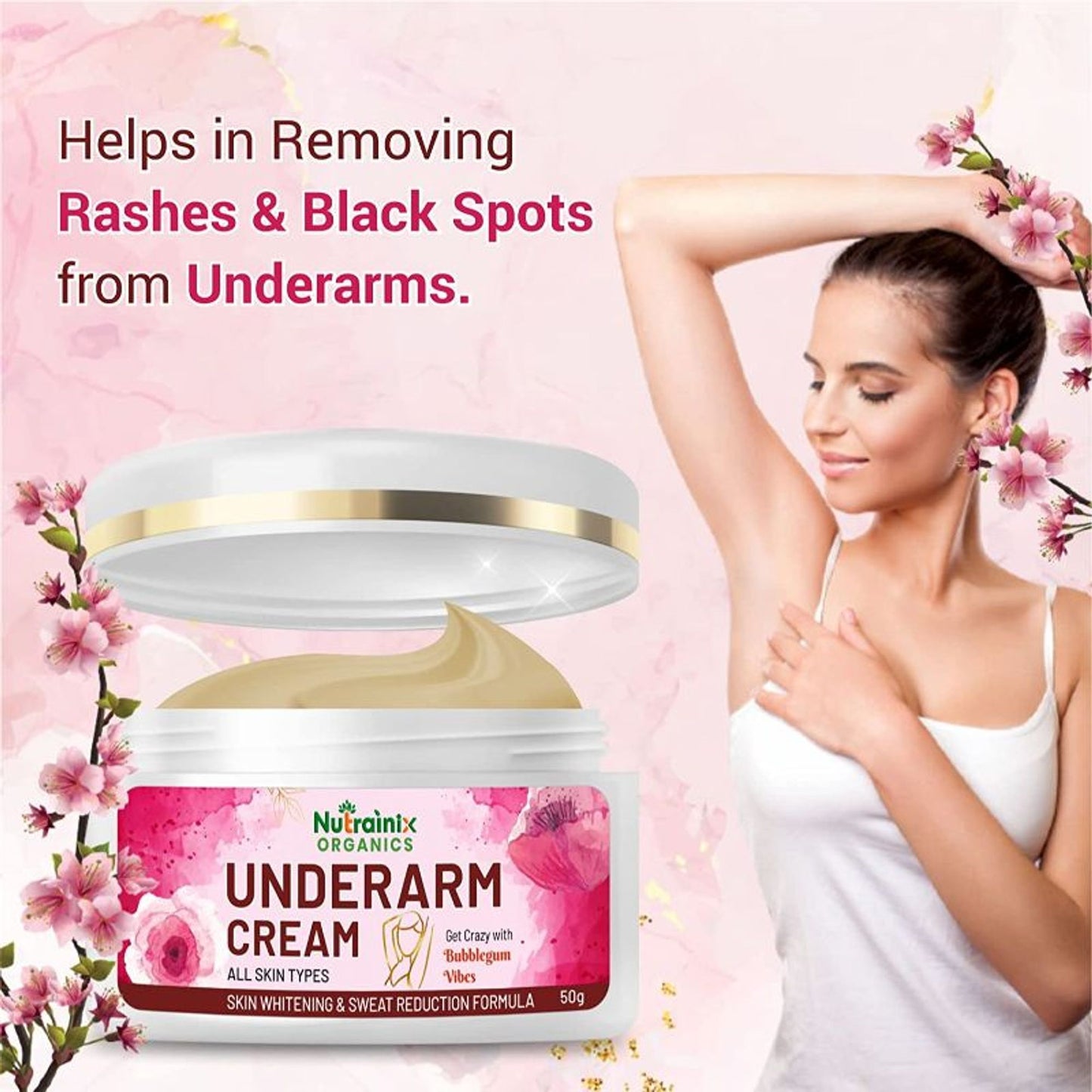 Nutrainix Organics Underarm Cream For All Skin Types Reduce Underarm Irritation
