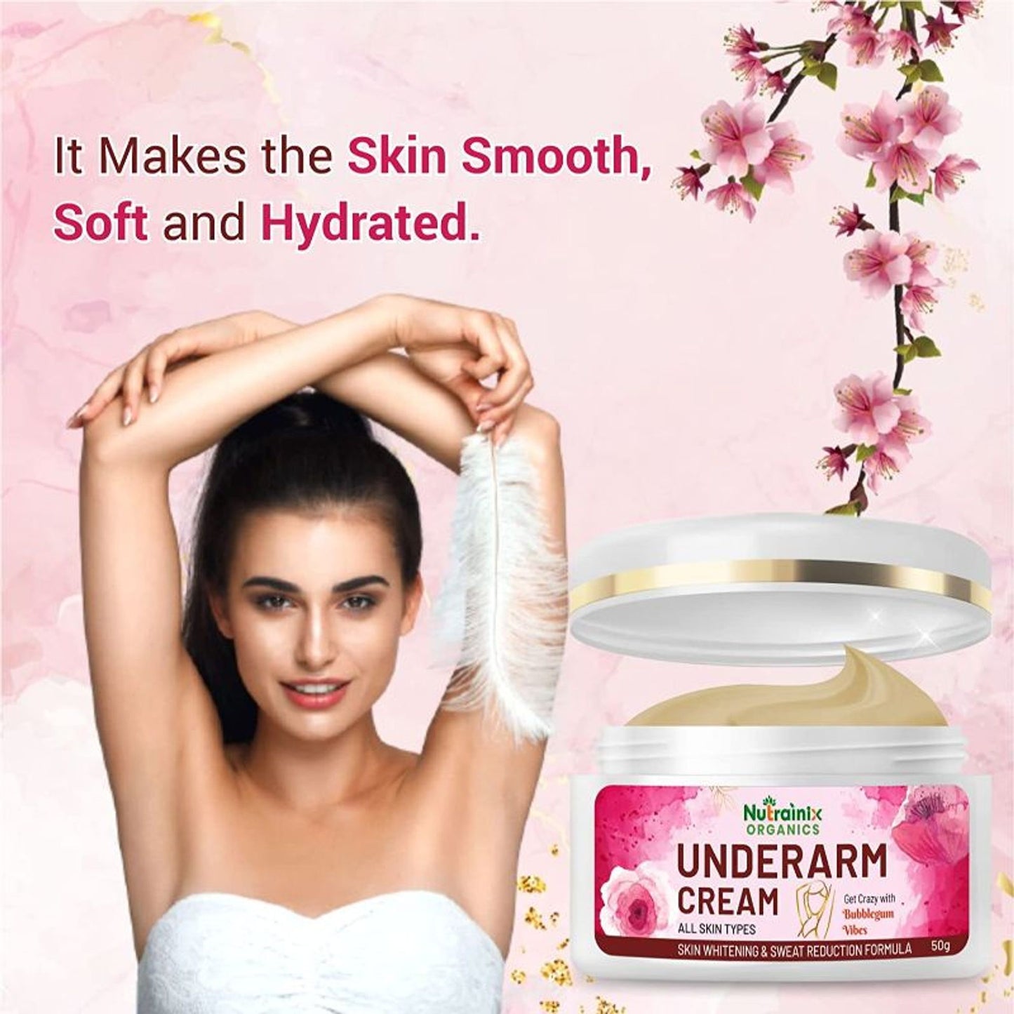 Nutrainix Organics Underarm Cream For All Skin Types Reduce Underarm Irritation