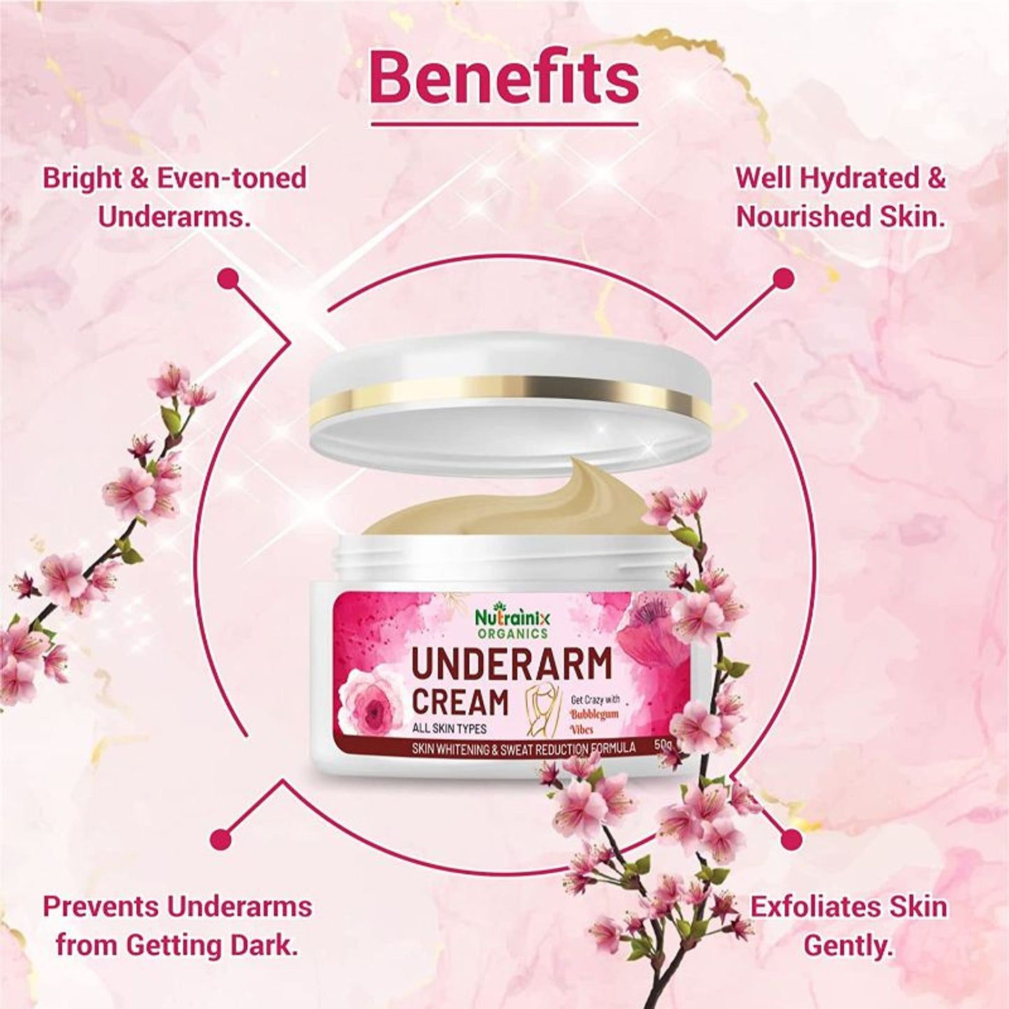 Nutrainix Organics Underarm Cream For All Skin Types Reduce Underarm Irritation