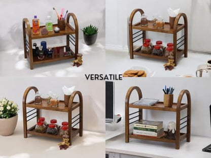 Vesta Homes Wooden Organizer Rack Stand for Kitchen, Bathroom, Countertop & Office 45.5 x 27 x 45 cm