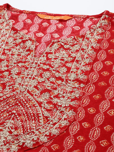 Dhiyona IE Ethnic Motifs Printed Regular Sequinned Kurta With Trousers & Dupatta