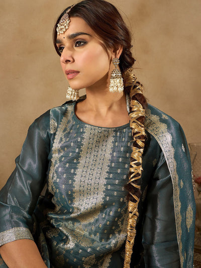 Indyancart IE Women Ethnic Motifs Regular Kurta with Trousers & Dupatta