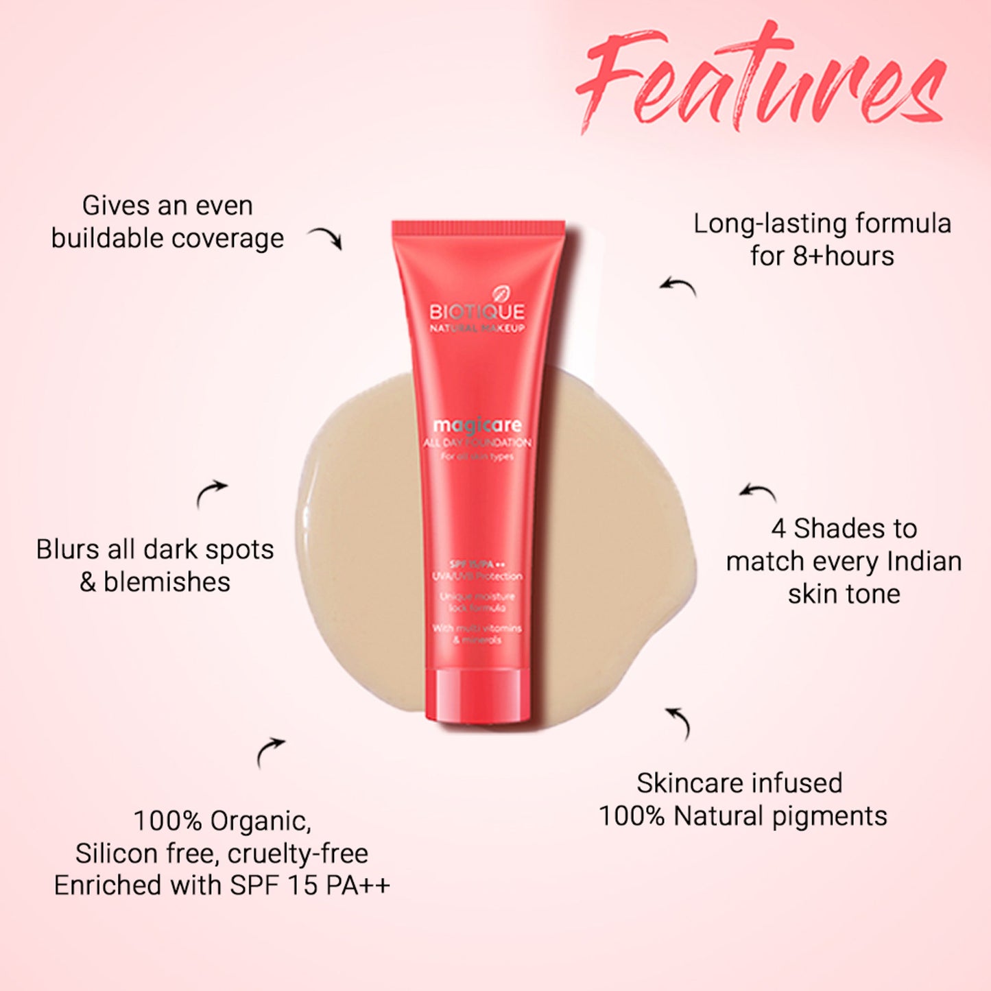 Biotique Magicare All Day Foundation SPF 15 - Seashell