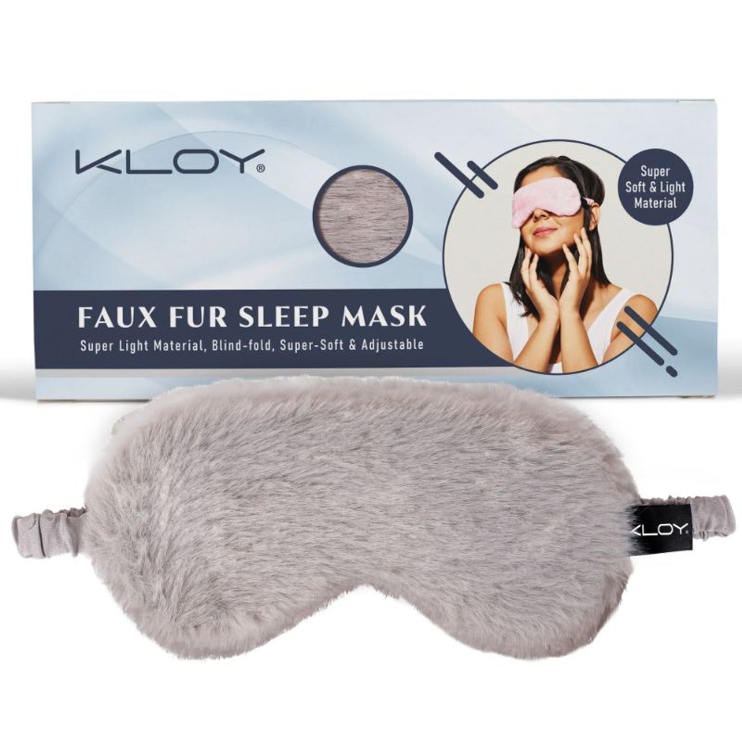 KLOY 100% Faux Fur Sleep Eye Mask - Grey