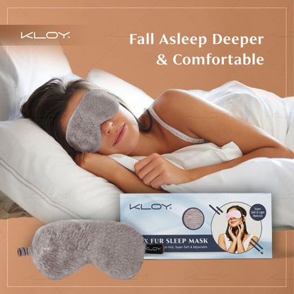 KLOY 100% Faux Fur Sleep Eye Mask - Grey