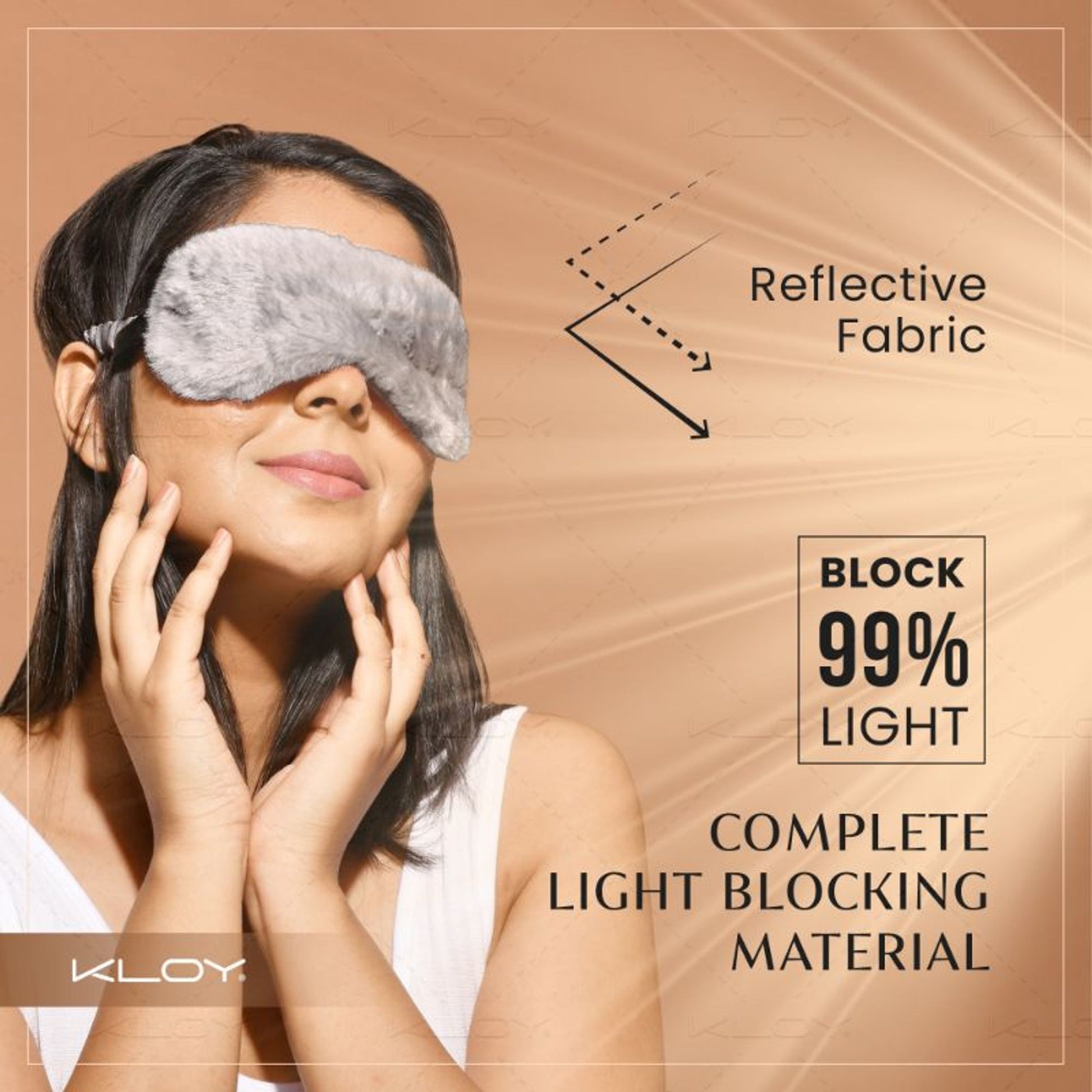 KLOY 100% Faux Fur Sleep Eye Mask - Grey