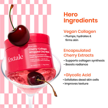 Foxtale Cherry Collagen Mask for Dull Skin, Brightening & Anti-Aging