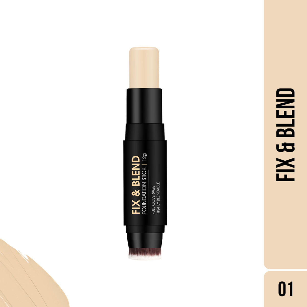 Colors Queen Fix & Blend Foundation Stick in Ivory, a creamy makeup stick for flawless skin application.