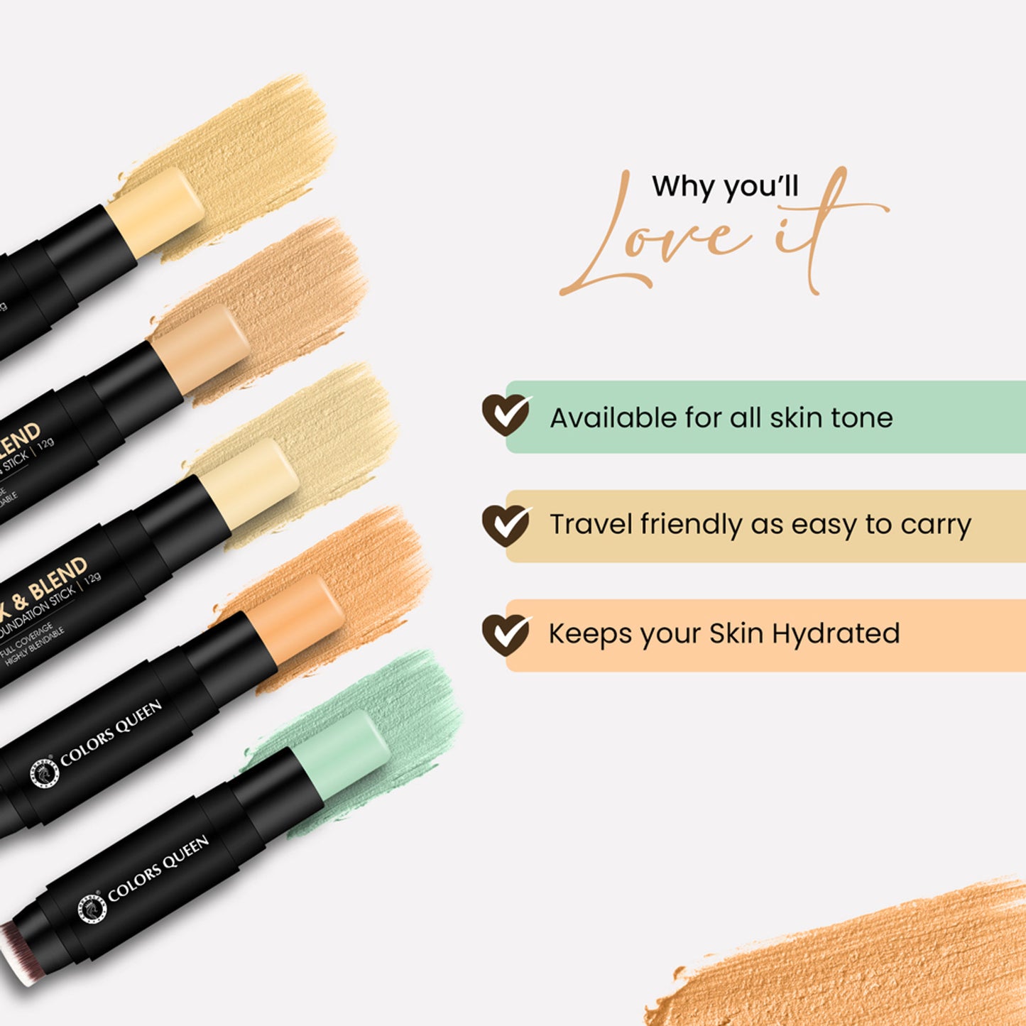 Colors Queen Fix & Blend Foundation Stick - 03 Shell Beige