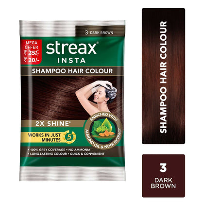 Streax Insta Shampoo Hair colour for 100% Grey Coverage, Burgundy