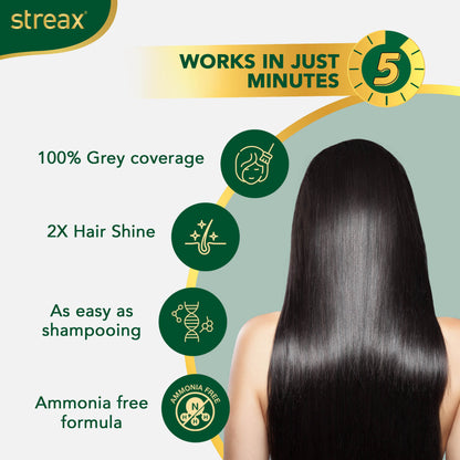 Streax Insta Shampoo Hair colour for 100% Grey Coverage, Burgundy