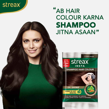 Streax Insta Shampoo Hair colour for 100% Grey Coverage, Burgundy