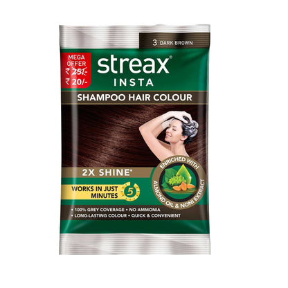 Streax Insta Shampoo Hair colour for 100% Grey Coverage, Burgundy