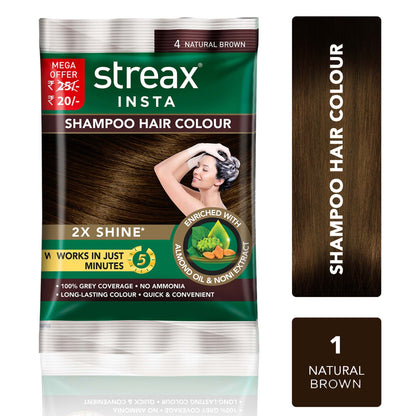 Streax Insta Shampoo Hair colour for 100% Grey Coverage, Burgundy
