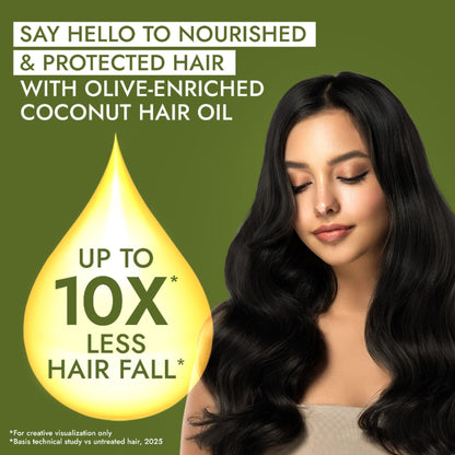 Parachute Advansed Olive Enriched Coconut Hair Oil, Upto 10X Less Hair Fall And 90% Stronger Hair