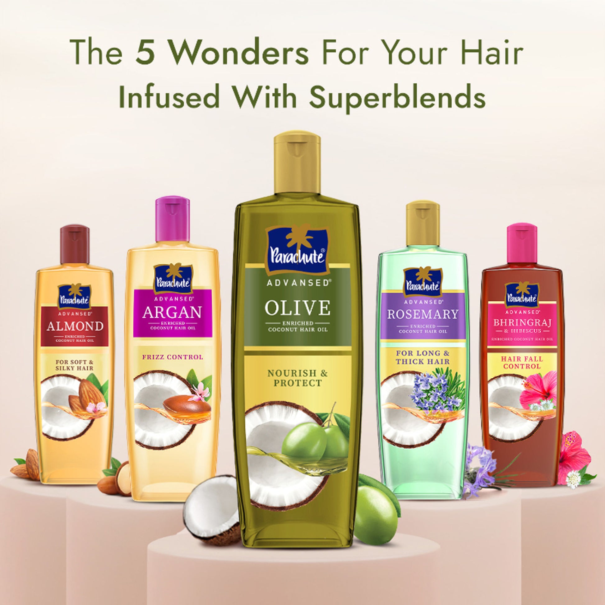 Parachute Advansed Olive Enriched Coconut Hair Oil, Upto 10X Less Hair Fall And 90% Stronger Hair