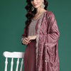 Indyancart IE Ethnic Motifs Embroidered Sequinned Kurta With Trousers & Dupatta