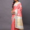 Women's Silk Cotton Pink Woven Design Woven saree With Blouse Piece