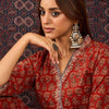 Dhiyona IE Floral Printed V-Neck Pure Cotton Tunic With Trousers