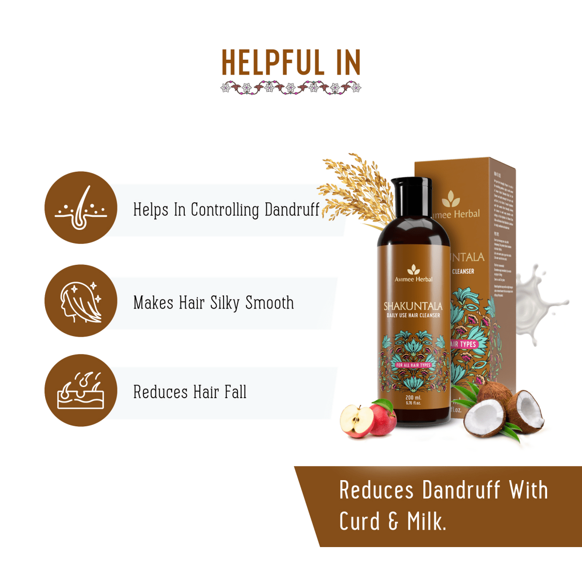 Avimee Herbal Anti Hairfall Kit includes herbal hair spray, oil, and cleanser with rosemary, amla, methi, and bhringraj.