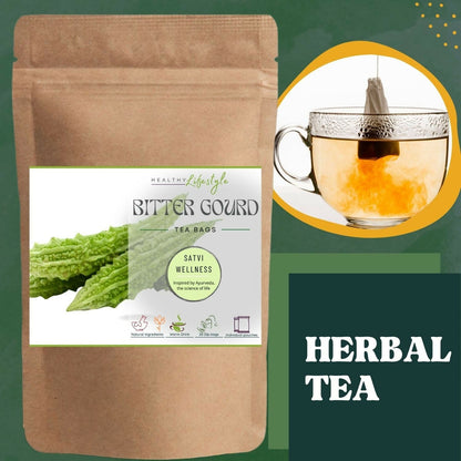 Satvi Wellness Bitter Gourd Tea Bags | Bitter Melon Tea | Herbal Tea