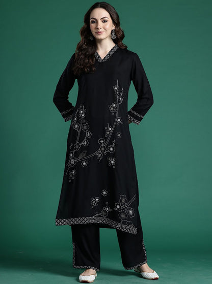 Indyancart IE Indo era Embroidered Tunic With Trouser Co-Ords