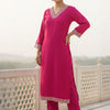 Dhiyona IE Women Ethnic Motifs Embroidered Regular Thread Work Kurta with Trousers