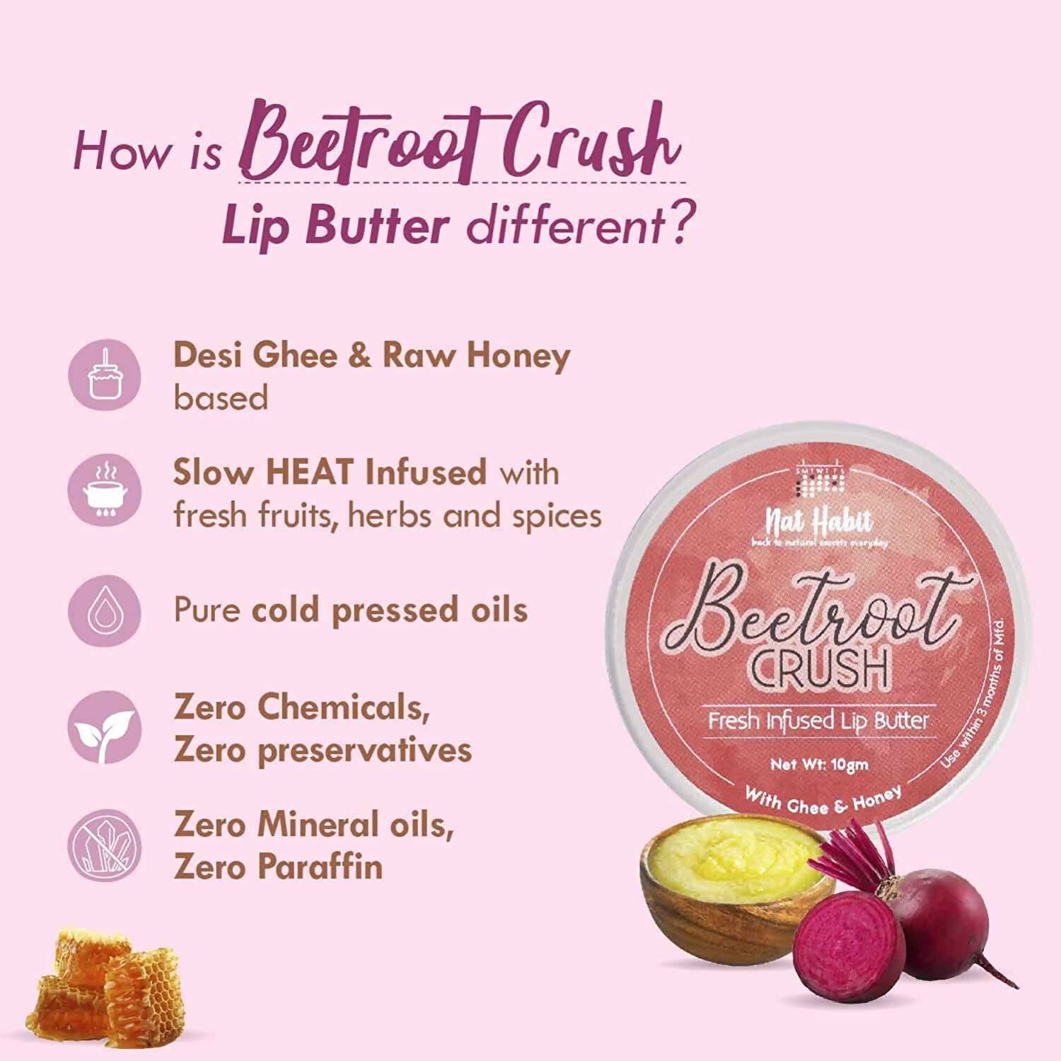 Nat Habit Beetroot Crush Lip Balm - Indyancart