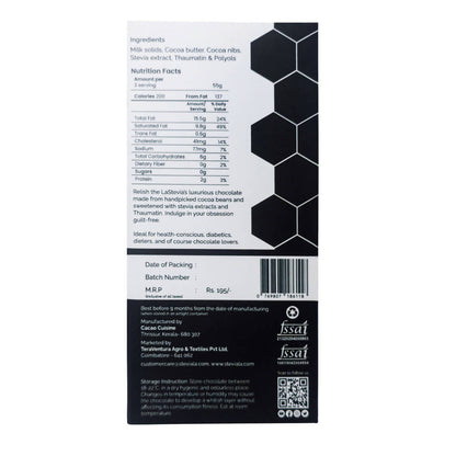 LaStevia Zero Sugar Milk Chocolate Sweetened with Stevia