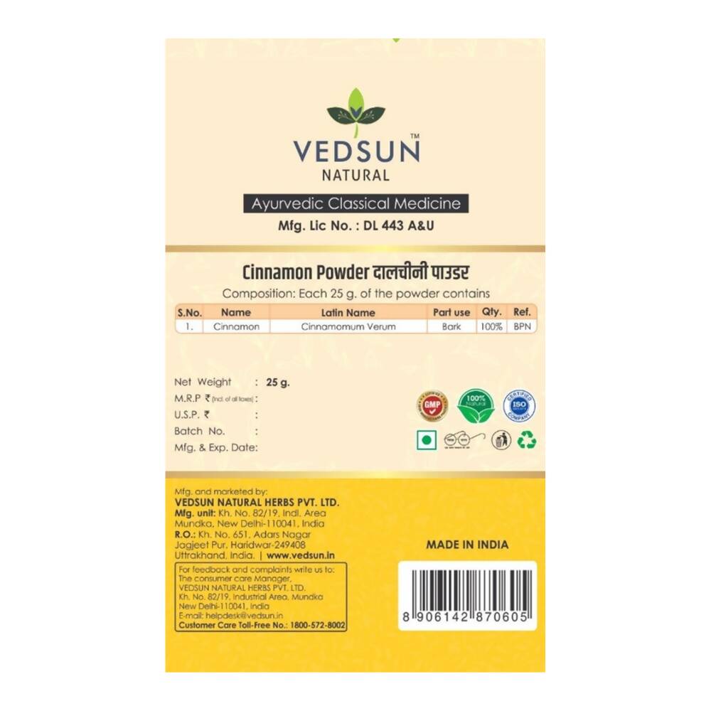 Vedsun Naturals Cinnamon Dalchini Powder - Indyancart
